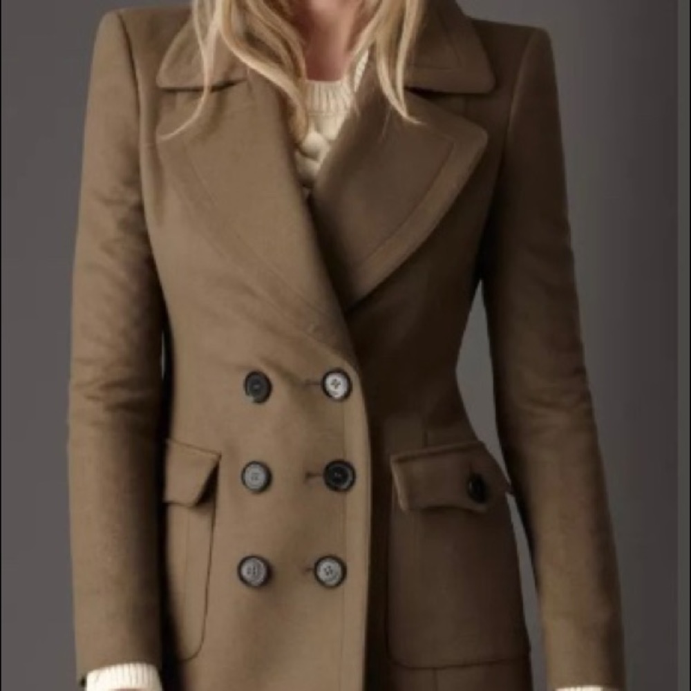BURBERRY LONDON Cashmere Wool Brown Coat US12 UK14